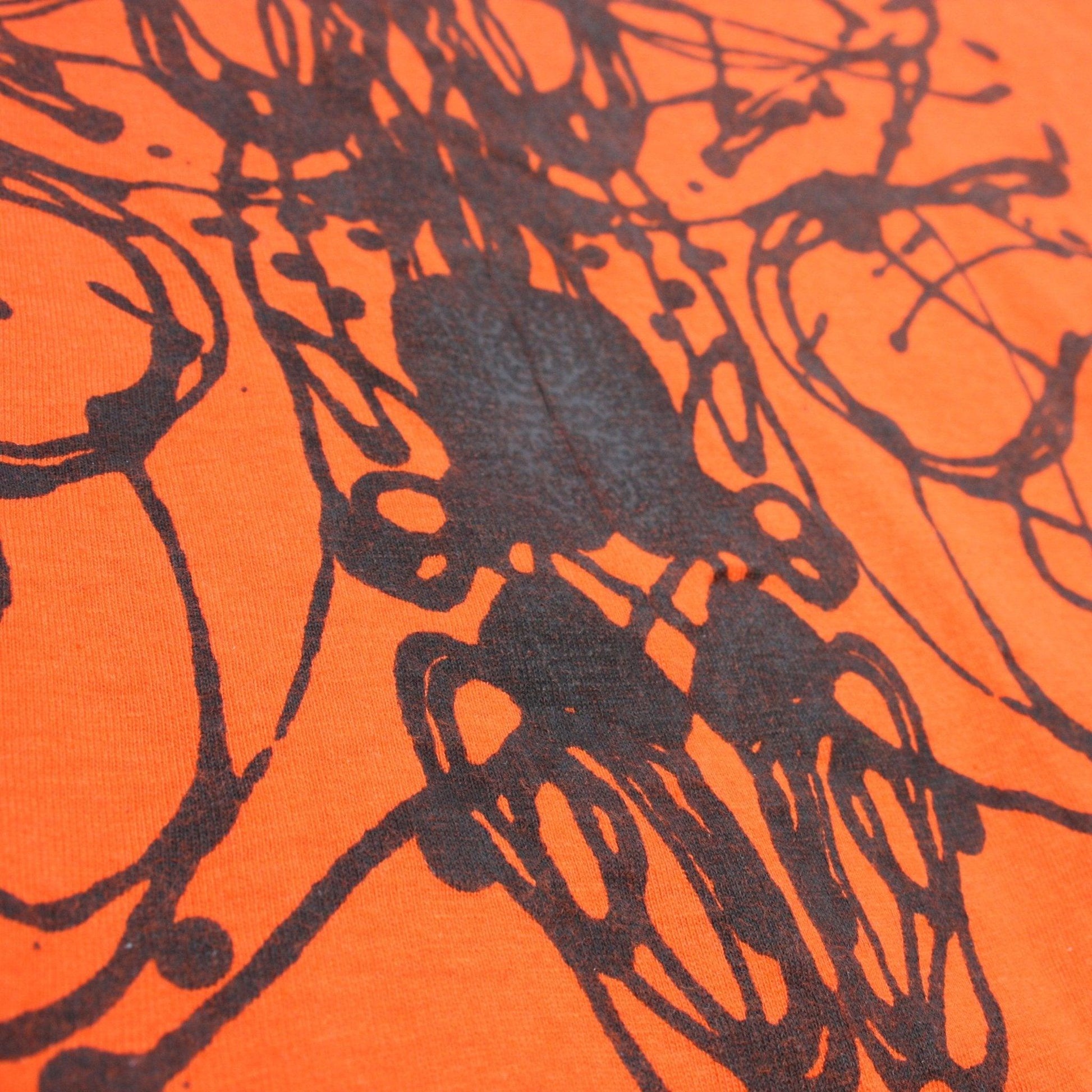 Rorschach, Orange cotton T-Shirt with Black ink blot - Large #2 (RO B L2) - ElRatDesigns - T Shirt