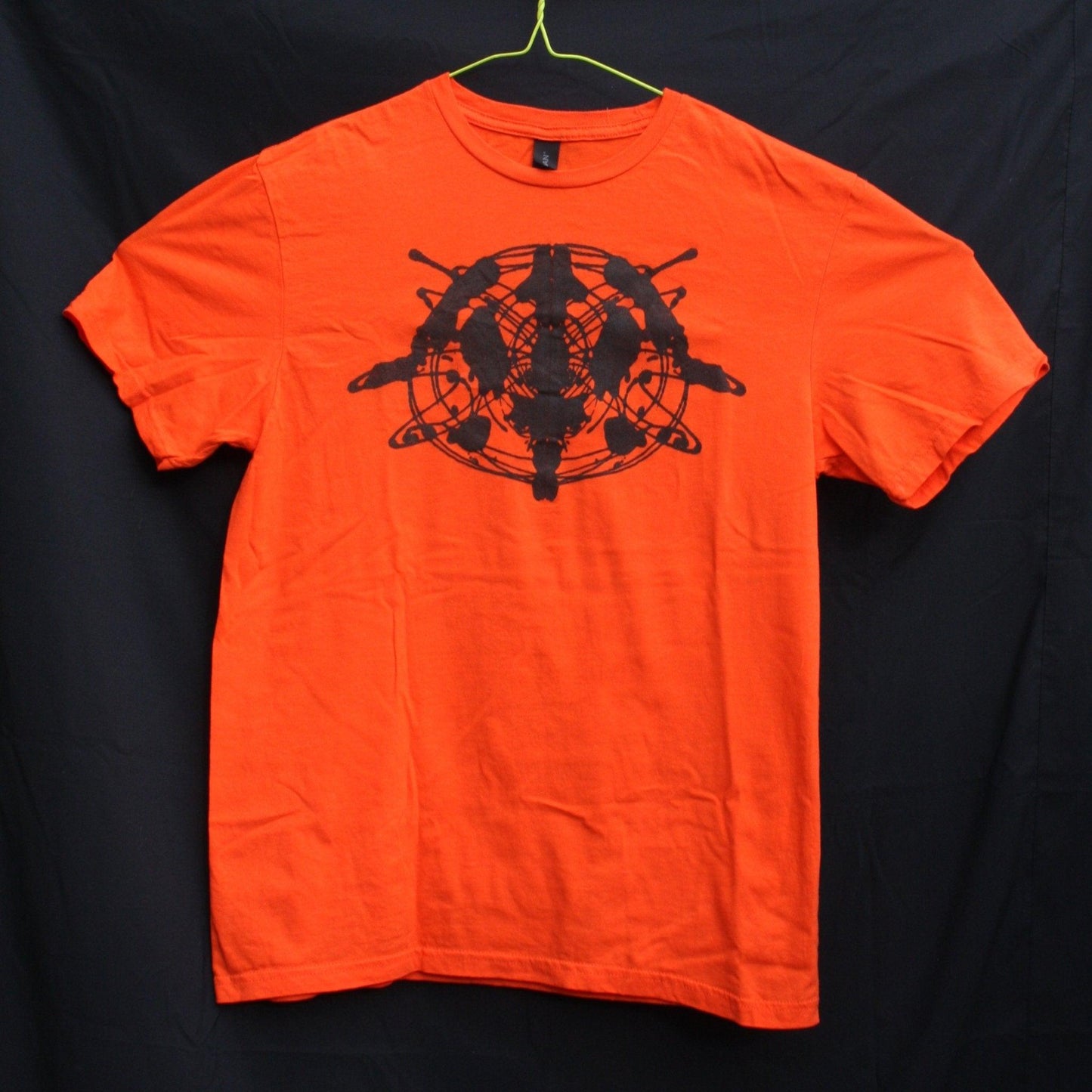 Rorschach, Orange cotton T-Shirt with Black ink blot - Medium #1 (RO B M1) - ElRatDesigns - T Shirt