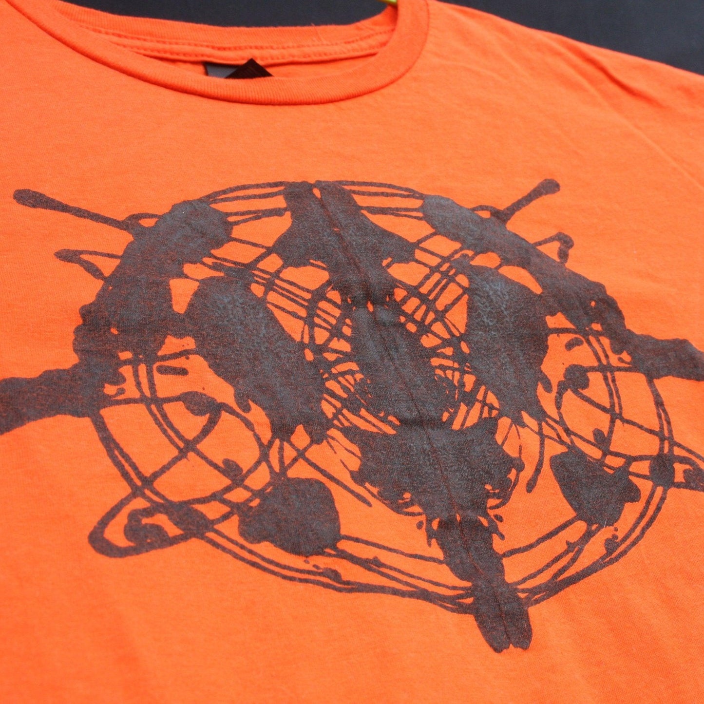 Rorschach, Orange cotton T-Shirt with Black ink blot - Medium #1 (RO B M1) - ElRatDesigns - T Shirt