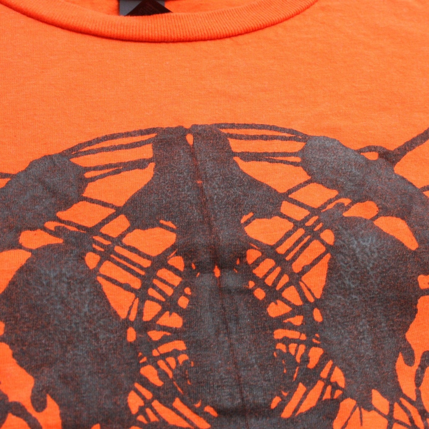 Rorschach, Orange cotton T-Shirt with Black ink blot - Medium #1 (RO B M1) - ElRatDesigns - T Shirt