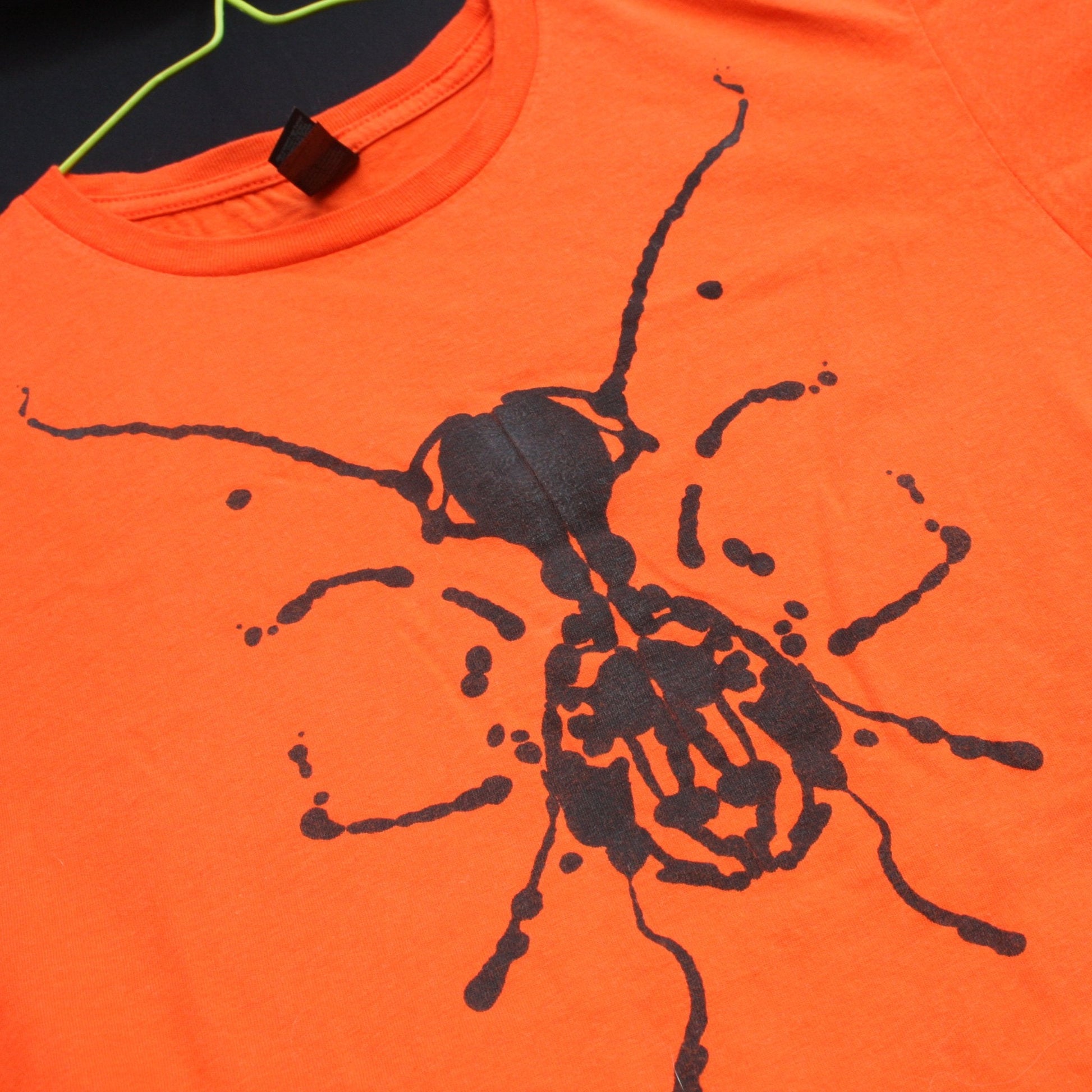 Rorschach, Orange cotton T-Shirt with Black ink blot - Small #1 (RO B S1) - ElRatDesigns - T Shirt