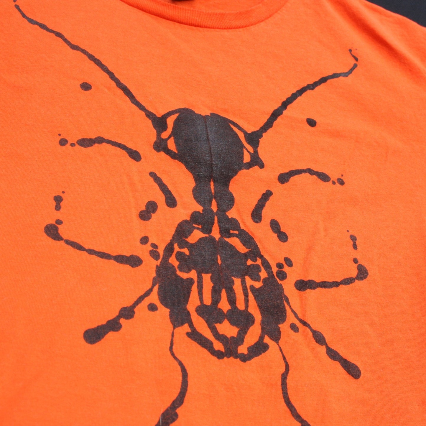 Rorschach, Orange cotton T-Shirt with Black ink blot - Small #1 (RO B S1) - ElRatDesigns - T Shirt