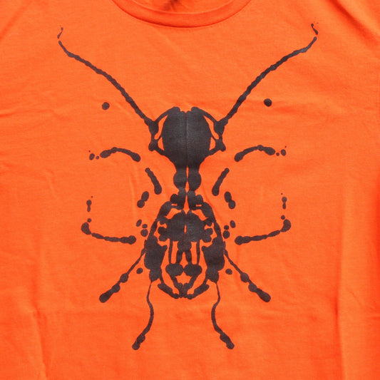 Rorschach, Orange cotton T-Shirt with Black ink blot - Small #1 (RO B S1) - ElRatDesigns - T Shirt