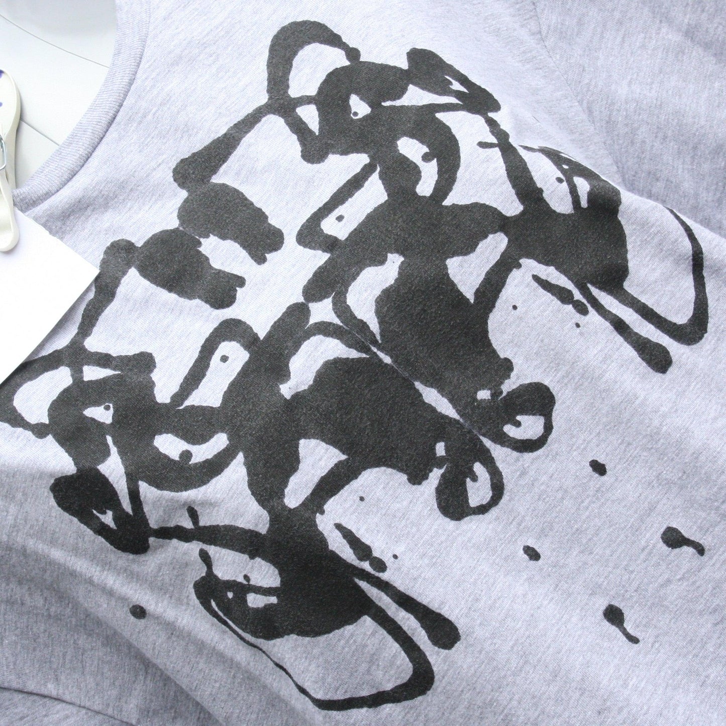 Rorschach, Pale Grey T - Shirt with Black ink blot - Large #1 (RSG B L2) - ElRatDesigns - T Shirt