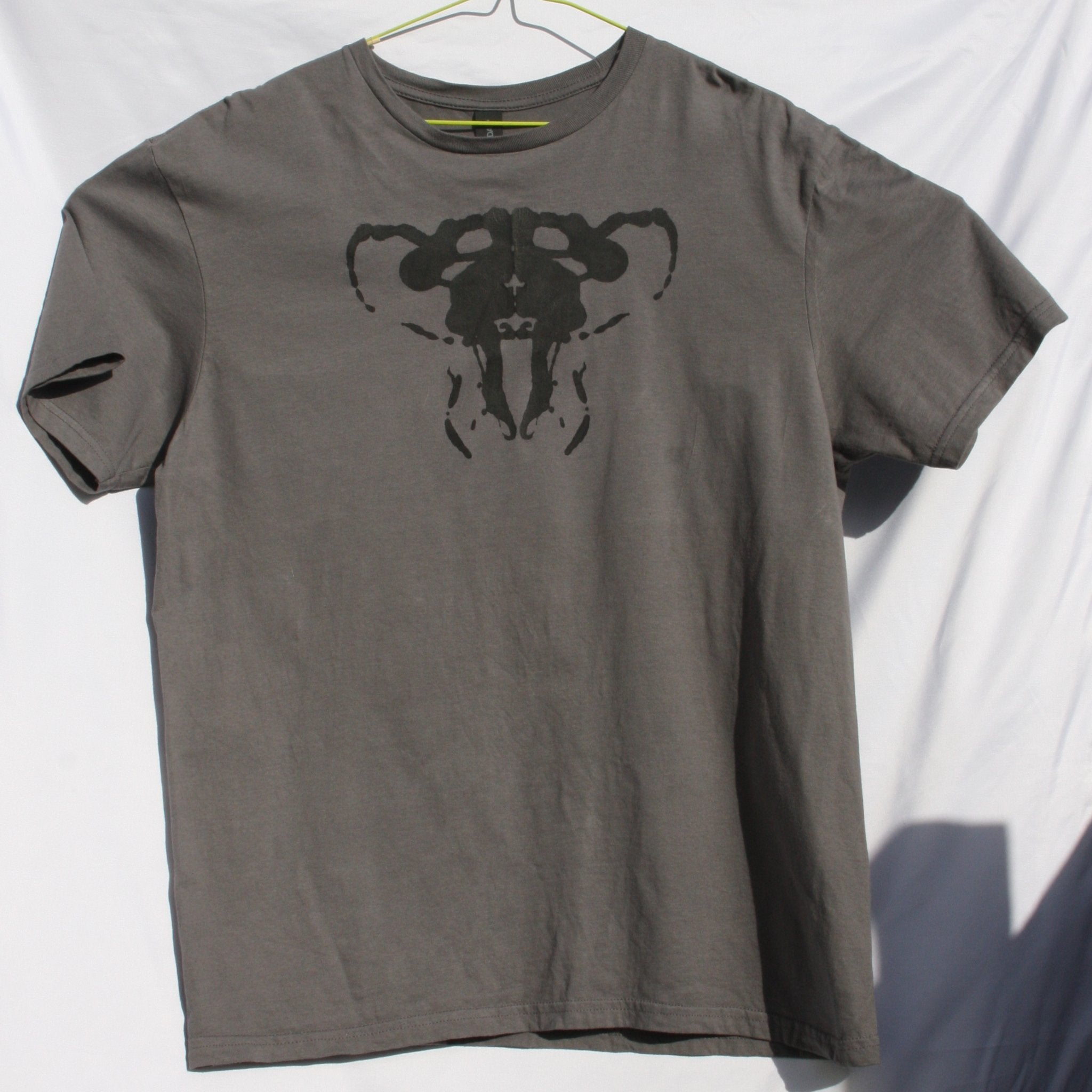 Rorschach tee from ElRat Designs - ONE OFF -Charcoal T-Shirt with Black print - Large (RCHBL1)