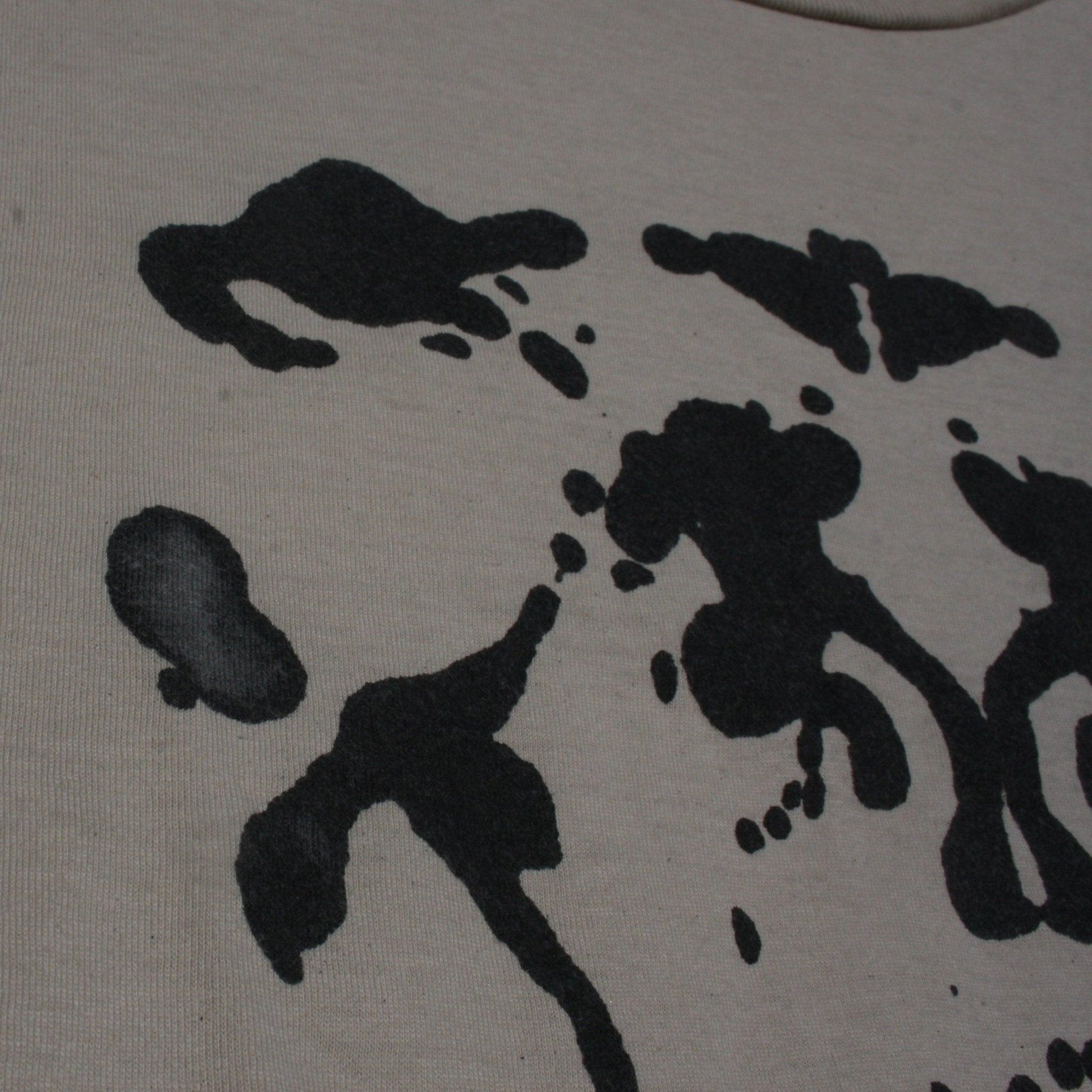 Rorschach, Sand cotton T-Shirt with Black ink blot - Large #1 (RS B L1) - ElRatDesigns - T Shirt