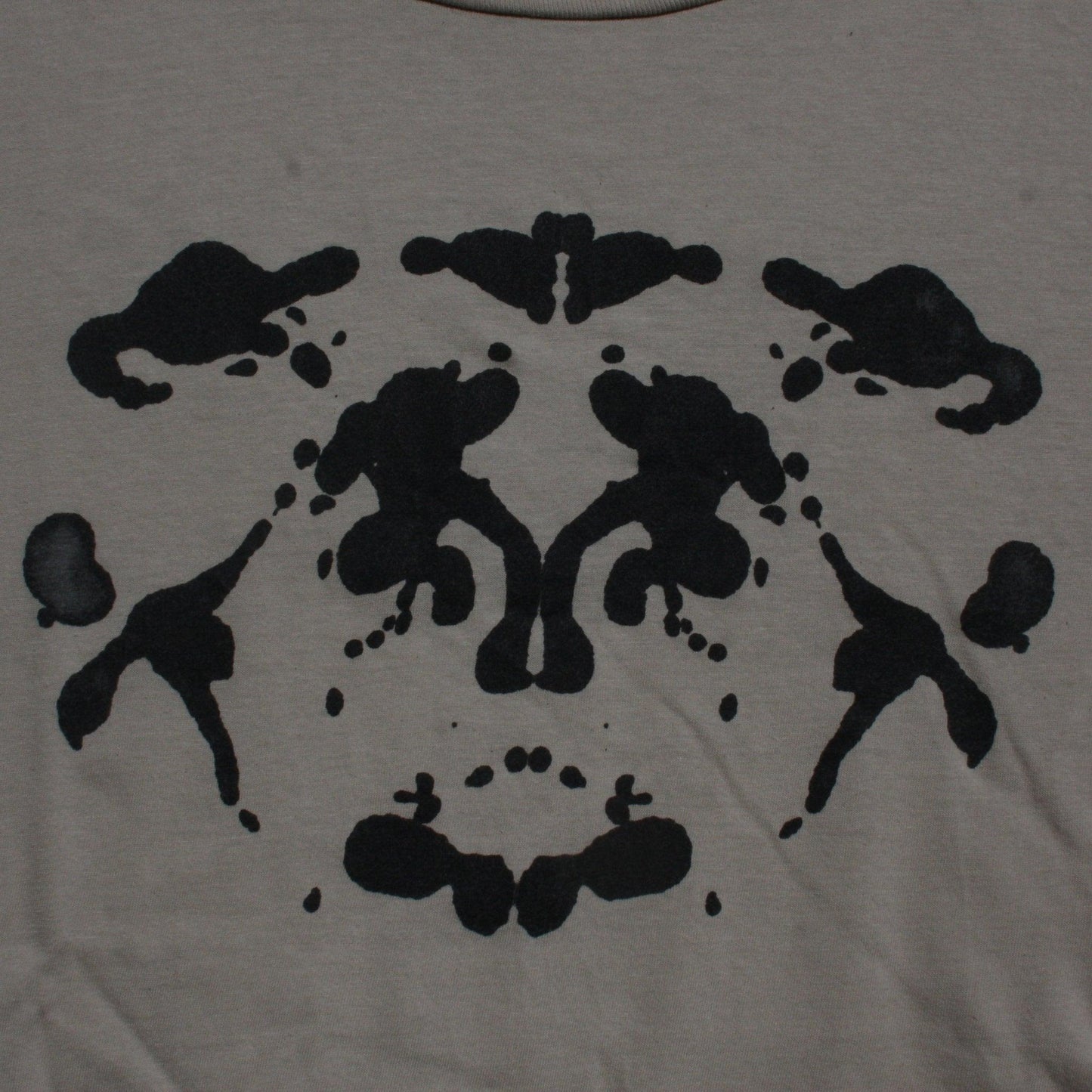 Rorschach, Sand cotton T-Shirt with Black ink blot - Large #1 (RS B L1) - ElRatDesigns - T Shirt