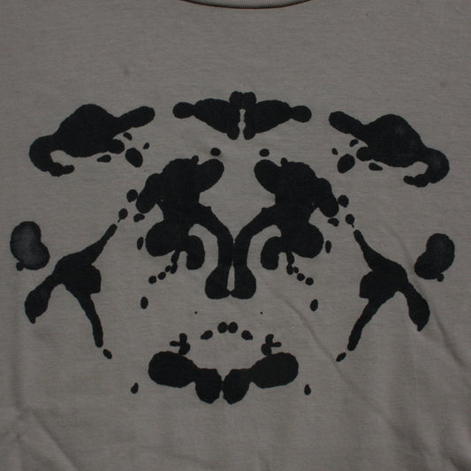 Rorschach, Sand cotton T-Shirt with Black ink blot - Large #1 (RS B L1) - ElRatDesigns - T Shirt