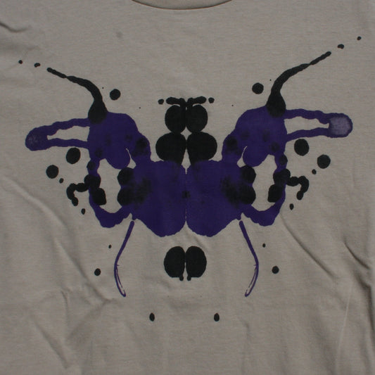 Rorschach, Sand cotton T-Shirt with Black & Purple ink blot - Large #1 (RS BP L1) - ElRatDesigns - T Shirt