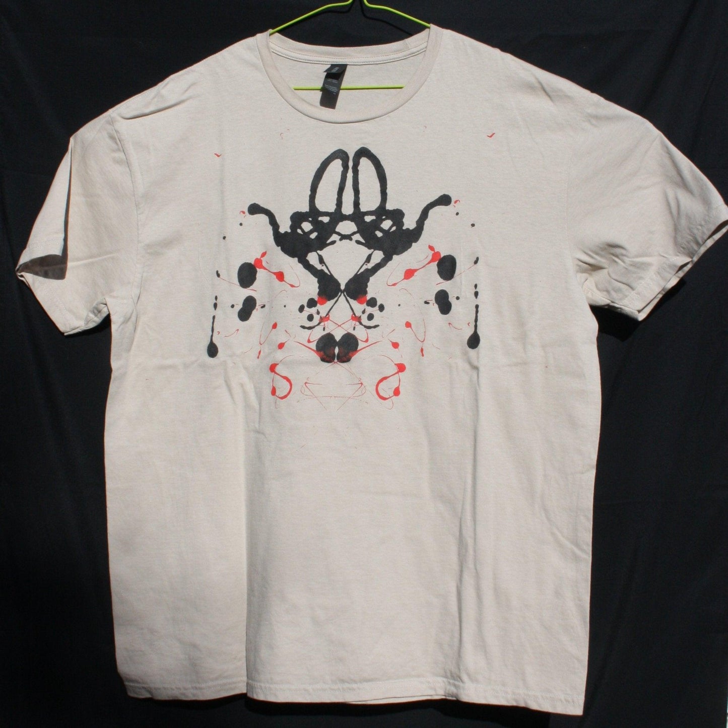 Rorschach, Sand cotton T-Shirt with Black & Red ink blot - XL #1(RS BR XL1) - ElRatDesigns - T Shirt