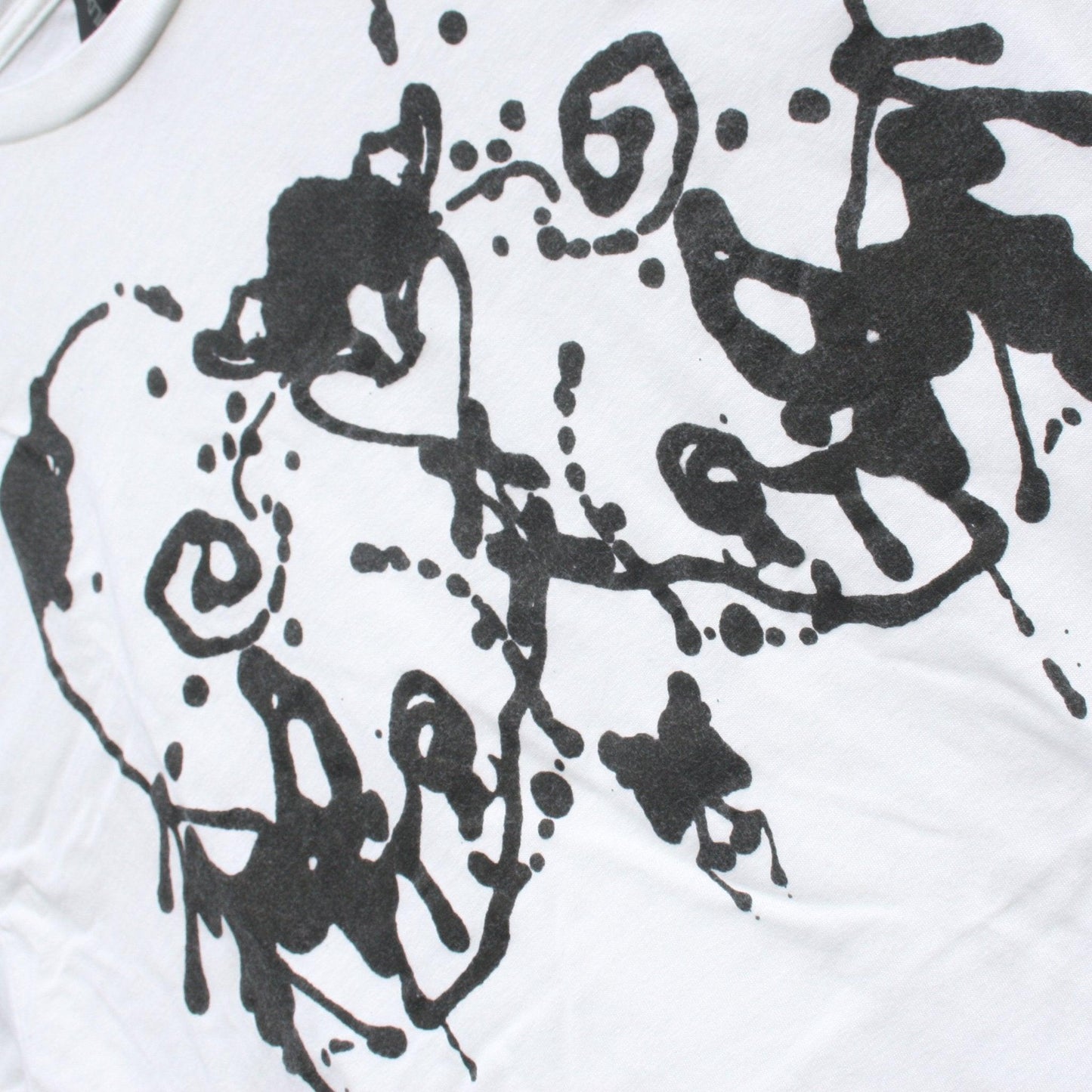 Rorschach, White cotton T-Shirt with Black ink blot - Large #1 (RW B L1) - ElRatDesigns - T Shirt