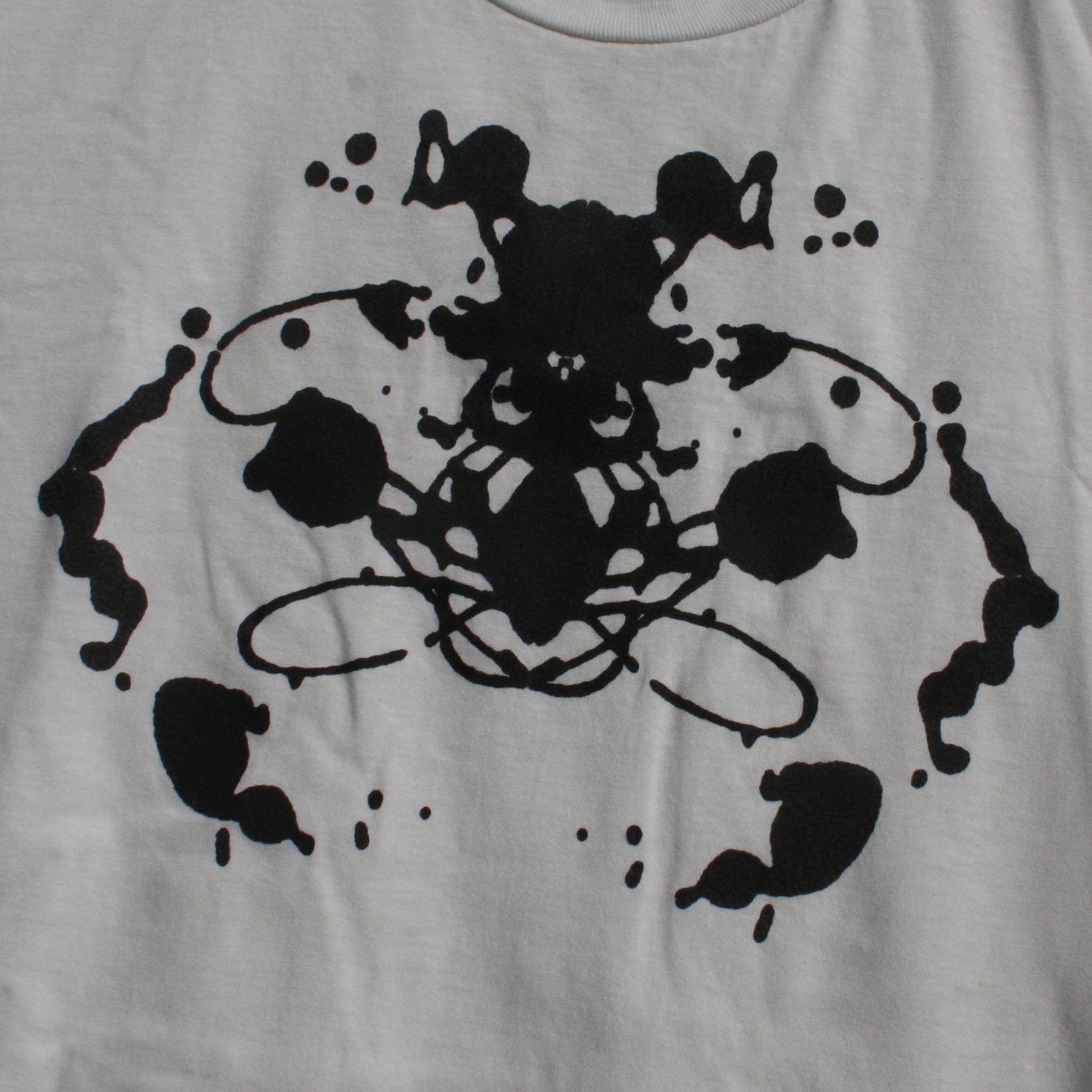 Rorschach, White cotton T-Shirt with Black ink blot - Medium #1(RW B M1) - ElRatDesigns - T Shirt