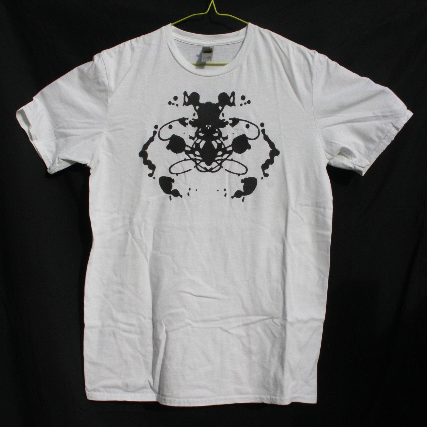 Rorschach, White cotton T-Shirt with Black ink blot - Medium #1(RW B M1) - ElRatDesigns - T Shirt