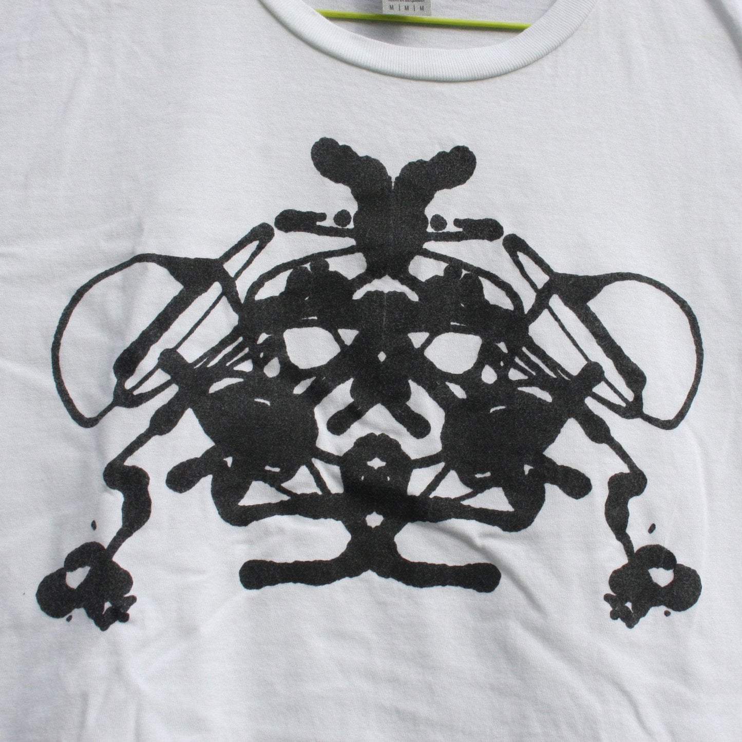 Rorschach, White cotton T-Shirt with Black ink blot - Medium #2 (RW B M2) - ElRatDesigns - T Shirt