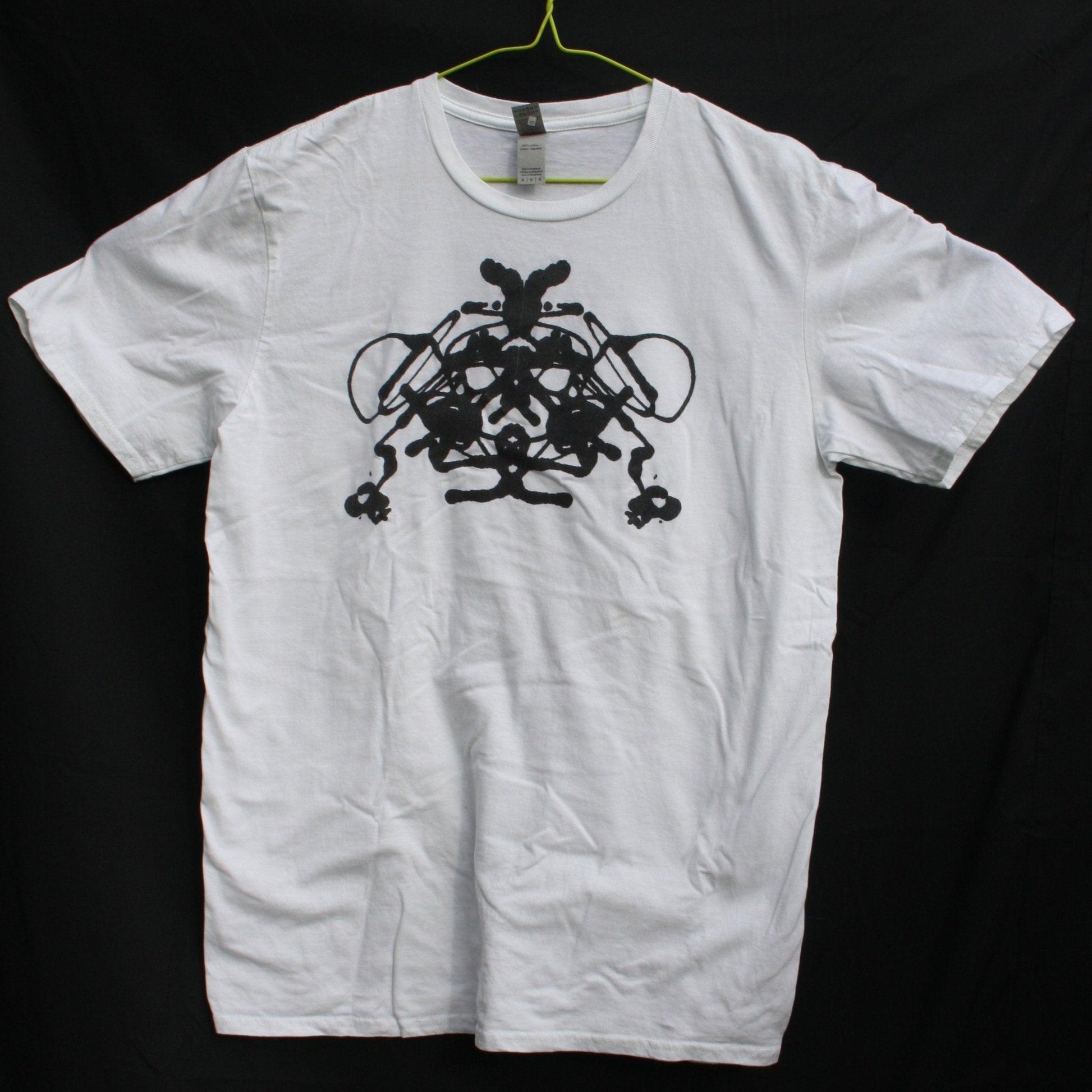 Rorschach, White cotton T-Shirt with Black ink blot - Medium #2 (RW B M2) - ElRatDesigns - T Shirt