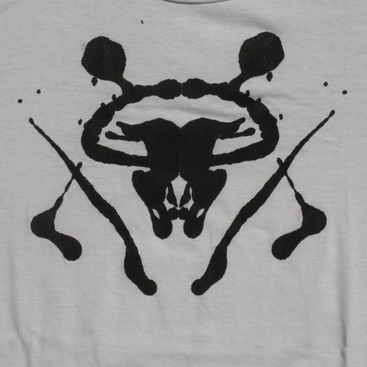 Rorschach, White cotton T-Shirt with Black ink blot - Small #1 (RW B S1) - ElRatDesigns - T Shirt