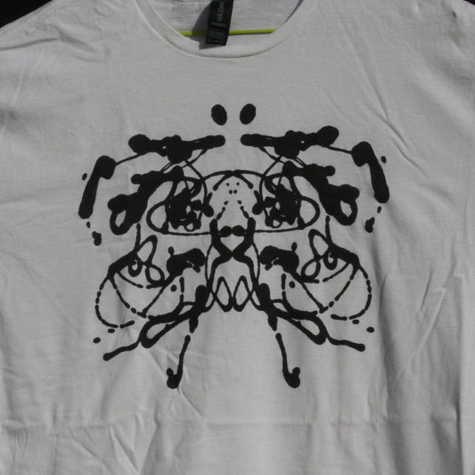 Rorschach, White cotton T-Shirt with Black ink blot - XL #1 (RW B XL1) - ElRatDesigns - T Shirt