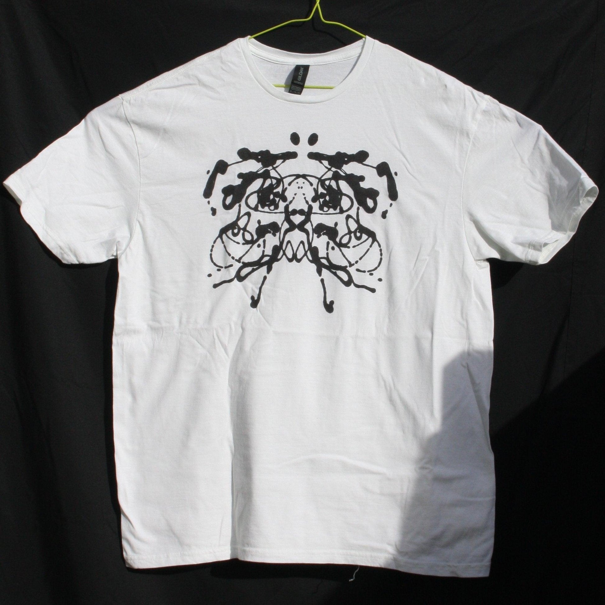 Rorschach, White cotton T-Shirt with Black ink blot - XL #1 (RW B XL1) - ElRatDesigns - T Shirt