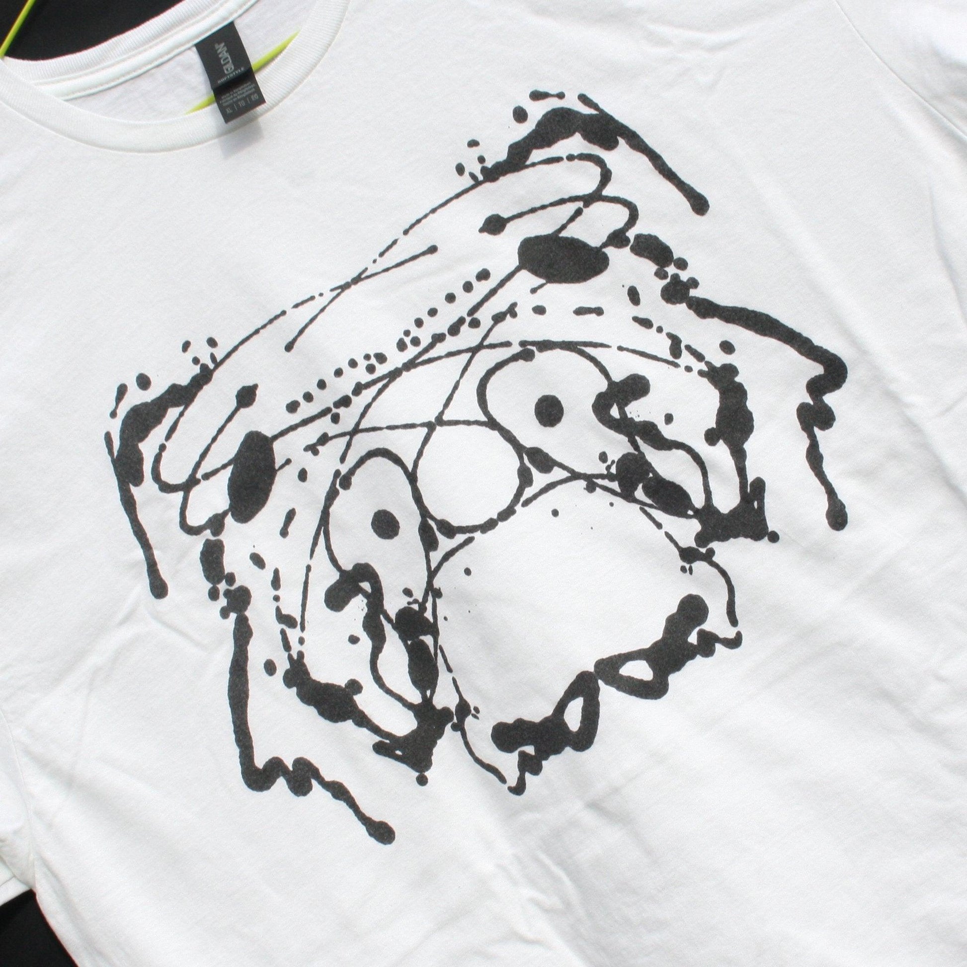 Rorschach, White cotton T-Shirt with Black ink blot - XL #2 (RW B XL2) - ElRatDesigns - T Shirt