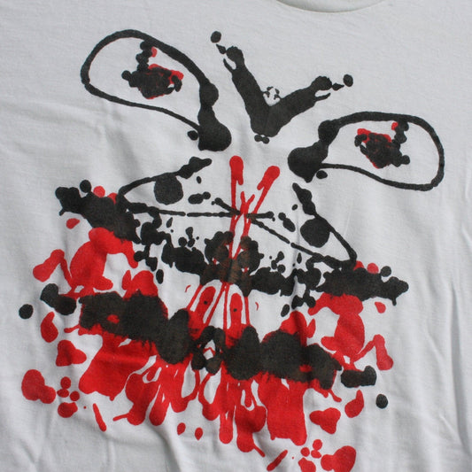 Rorschach, White cotton T-Shirt with Black & Red ink blot - Large #2 (RW BR L2) - ElRatDesigns - T Shirt