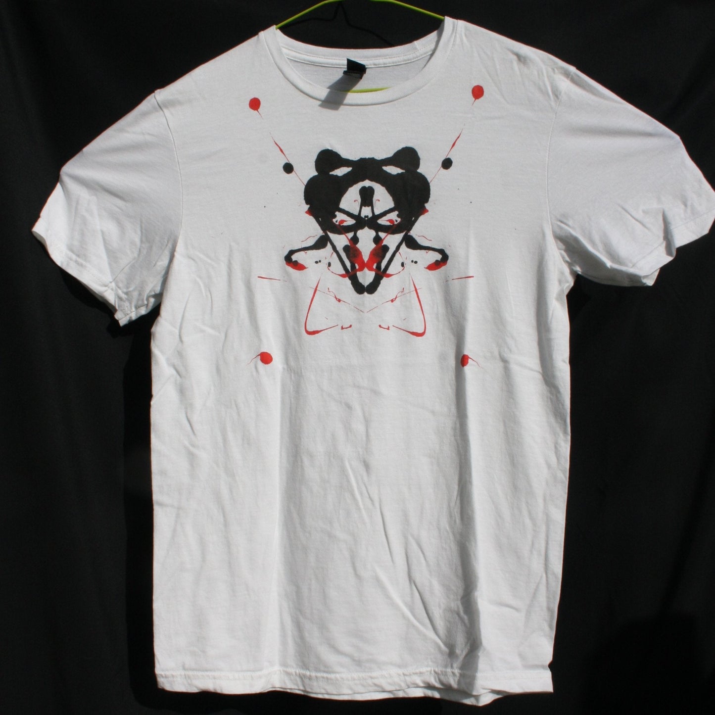 Rorschach, White cotton T-Shirt with Black & Red ink blot - Small #1 (RW BR S1) - ElRatDesigns - T Shirt