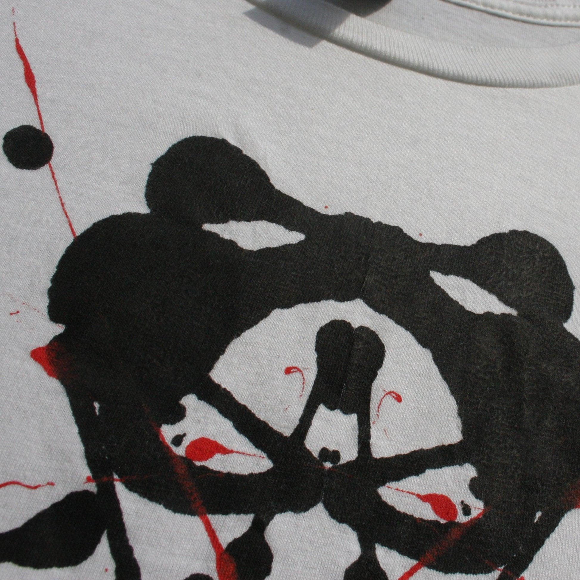 Rorschach, White cotton T-Shirt with Black & Red ink blot - Small #1 (RW BR S1) - ElRatDesigns - T Shirt