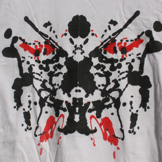 Rorschach, White cotton T-Shirt with Black & Red ink blot - XL #1(RW BR XL1) - ElRatDesigns - T Shirt