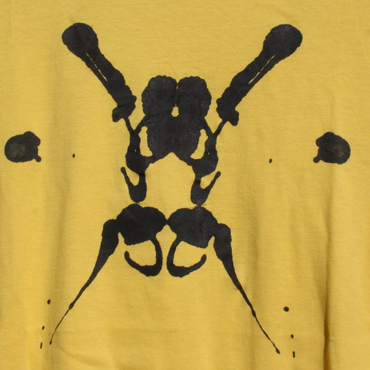 Rorschach, Yellow cotton T-Shirt with Black ink blot - XL #1 (RY B XL1) - ElRatDesigns - T Shirt