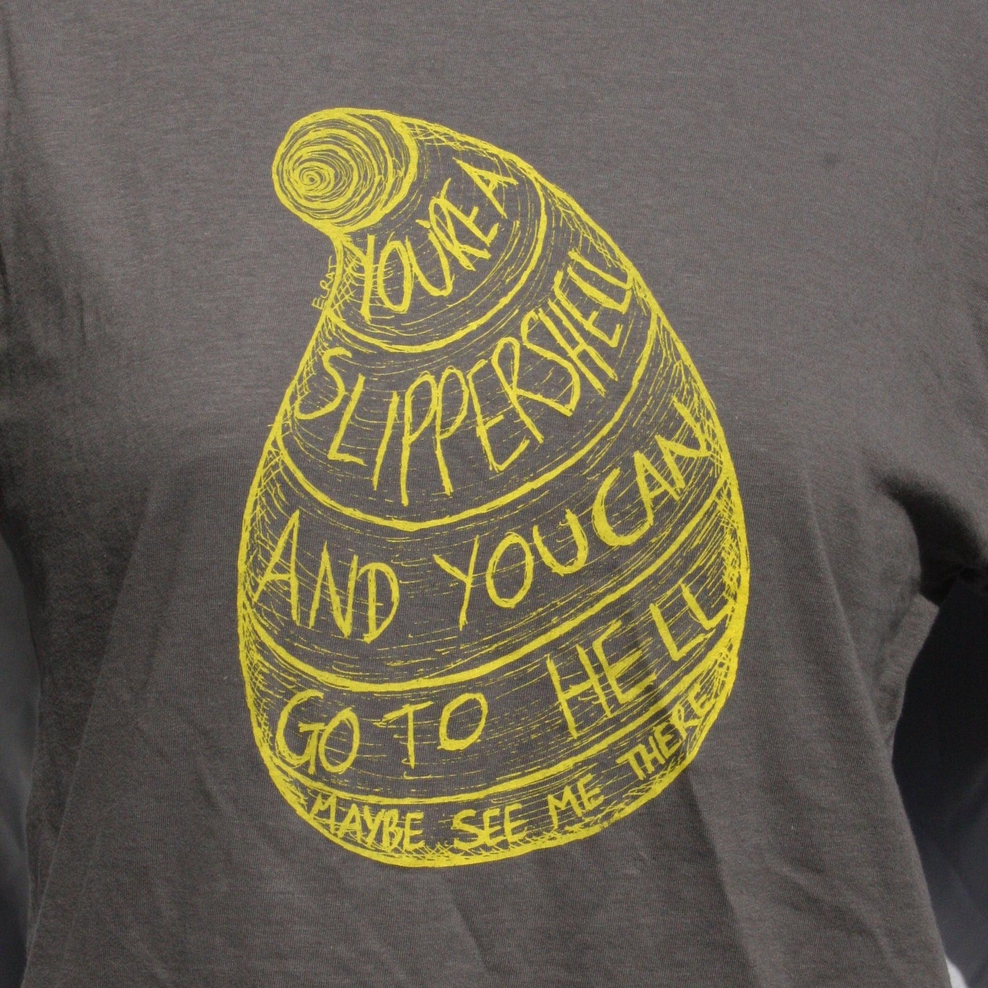 Throwing Muses Slippershell, with ElRat scruffy font back print. Choose your print, only at ElRat Designs. Be the Strange