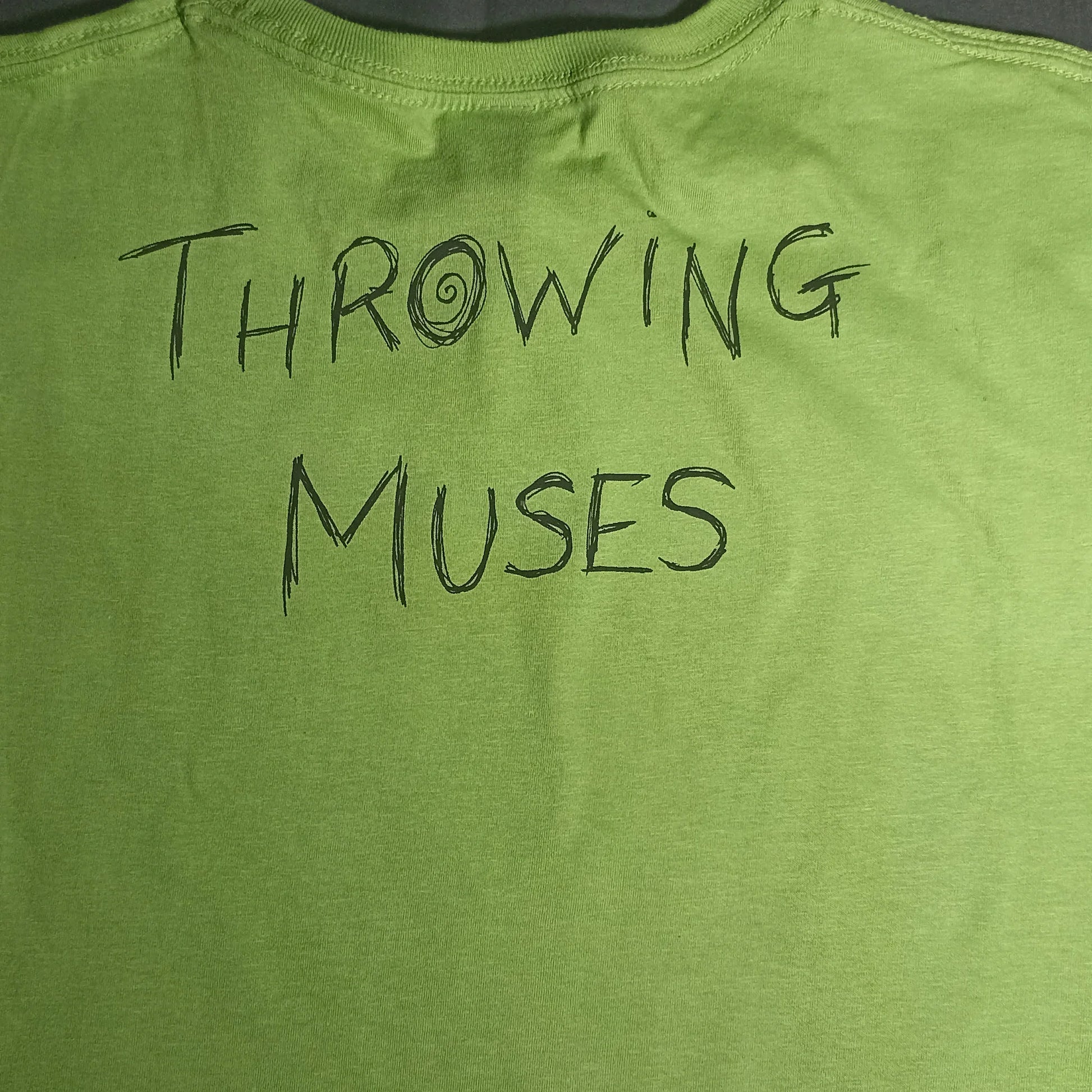 Throwing Muses "Slippershell" back print on Kiwi in Black water based ink from ElRat Designs