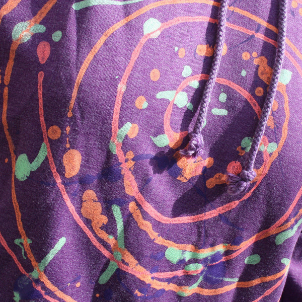 Spiral Splatter Print - Hand printed art Hoodie - Washed Purple Small MP.Hd.P.S1 | ElRat Designs