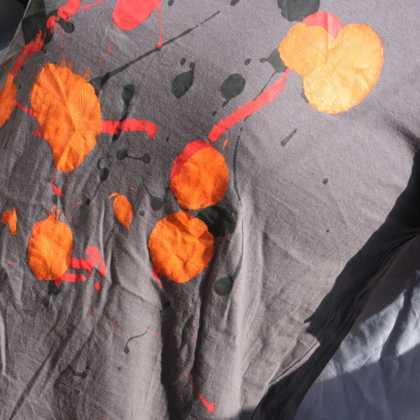 Splatter Print Art Shirt - One of a Kind Hand Printed, Colour Charcoal, Size S, SP.SSi.Ch.S1 | ElRat Designs