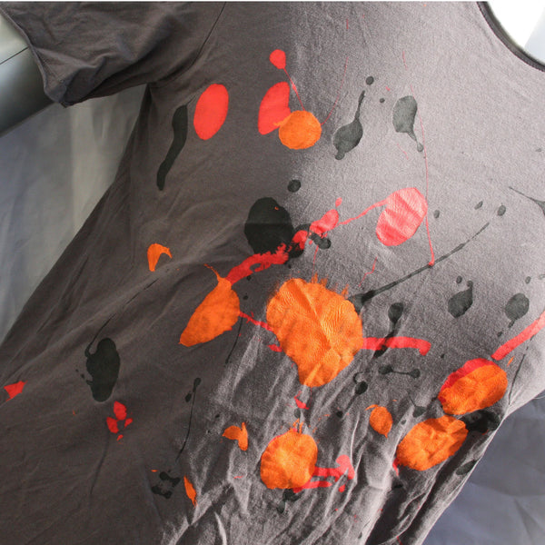 Splatter Print Art Shirt - One of a Kind Hand Printed, Colour Charcoal, Size S, SP.SSi.Ch.S1 | ElRat Designs