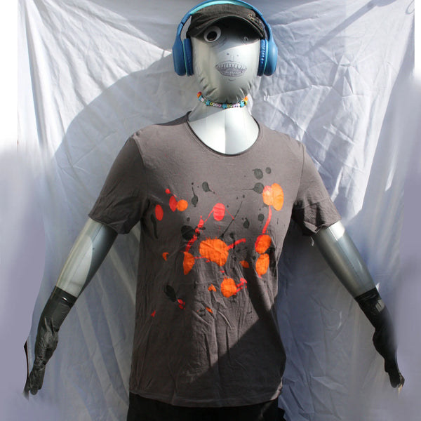 Splatter Print Art Shirt - One of a Kind Hand Printed, Colour Charcoal, Size S, SP.SSi.Ch.S1 | ElRat Designs
