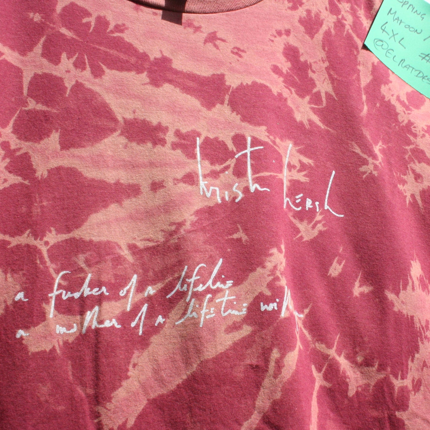 Spring - Kristin Hersh T - Shirt - 4XL ONE OFF Maroon Reverse Tie - Dye (#1) ***MISPRINT*** - ElRatDesigns - T Shirt