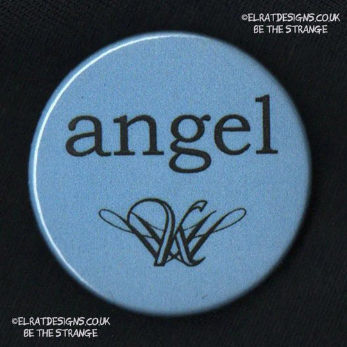 Strange Angel exclusive Kristin Hersh Classic Logo, laser printed 38mm metal backed badge, button, pin, handmade by the ElRat Designs Badge Angel, Every Hersh badge sold, directly funds Kristin Hersh studio time. only available from elratdesigns.co.uk 