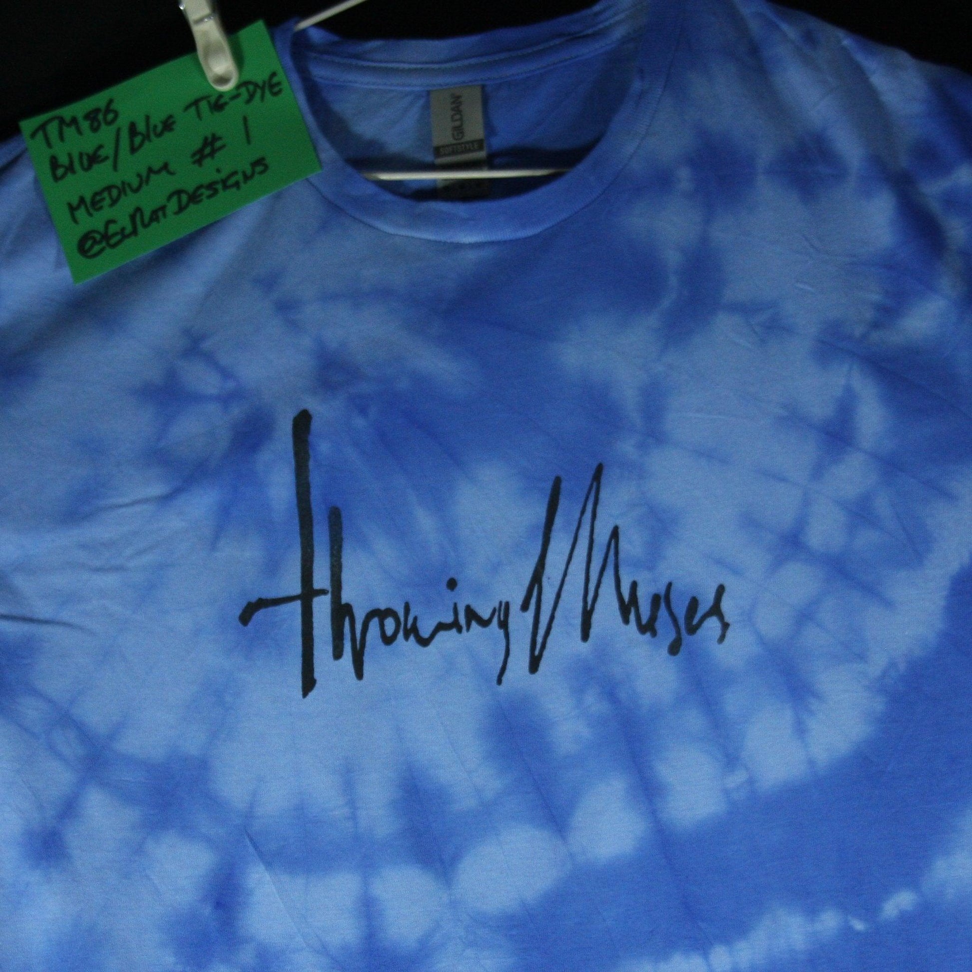 Throwing Muses 1986 logo - ONE OFF Blue/Blue Tie-Dye Medium (#1) ***MISPRINT*** - ElRatDesigns - T Shirt