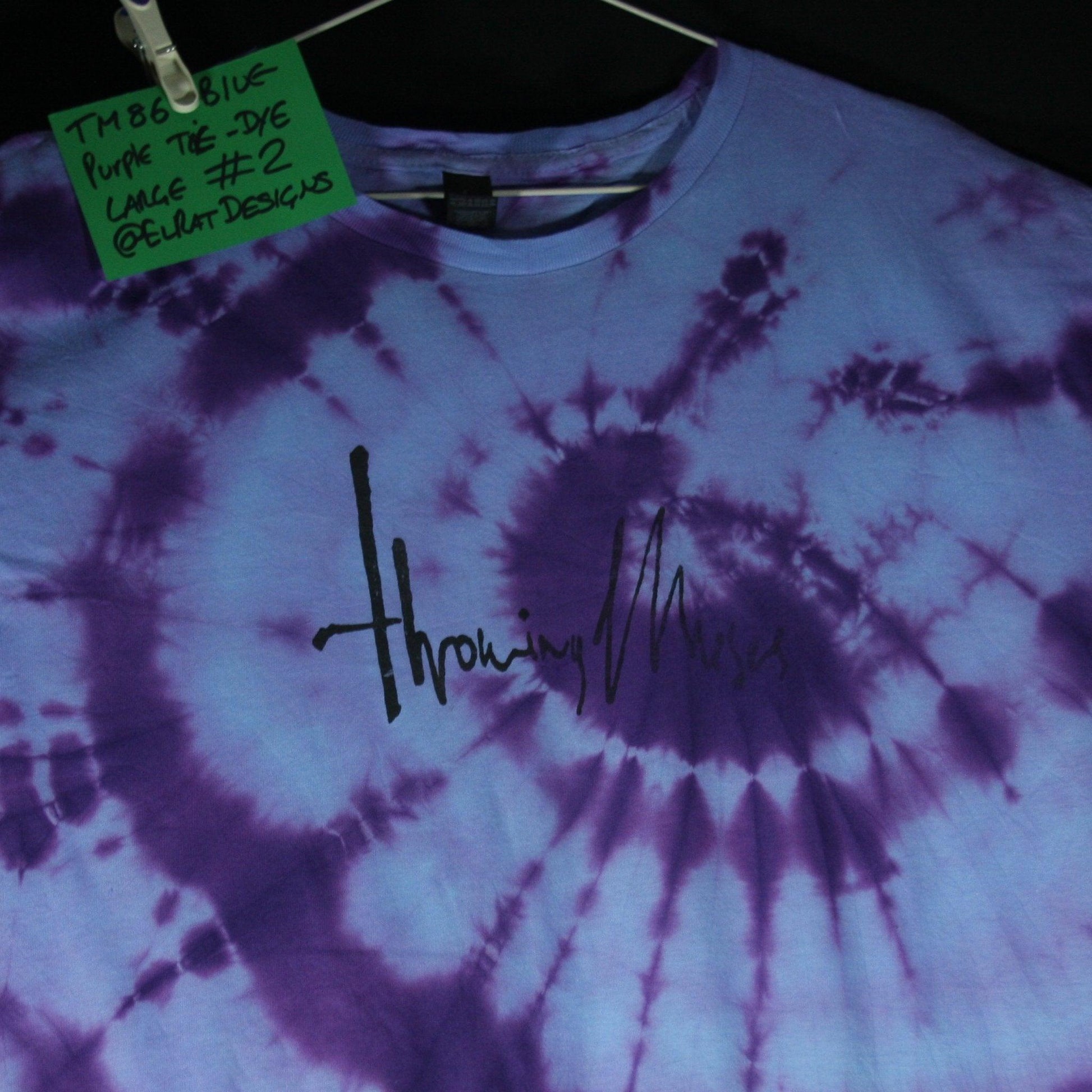 Throwing Muses 1986 logo - ONE OFF Blue/Purple Tie-Dye Large (#2) ***MISPRINT*** - ElRatDesigns - T Shirt