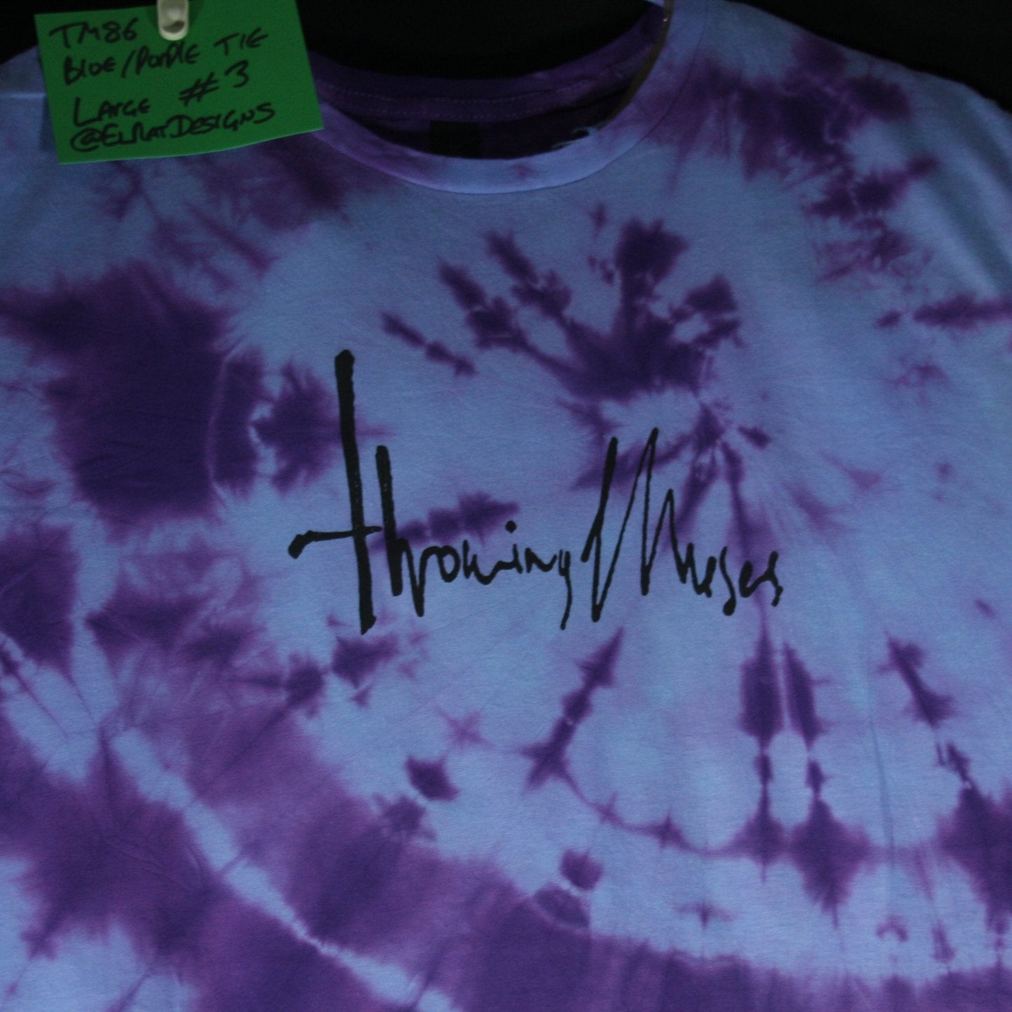 Throwing Muses 1986 logo - ONE OFF Blue/Purple Tie-Dye Large (#3) ***MISPRINT*** - ElRatDesigns - T Shirt