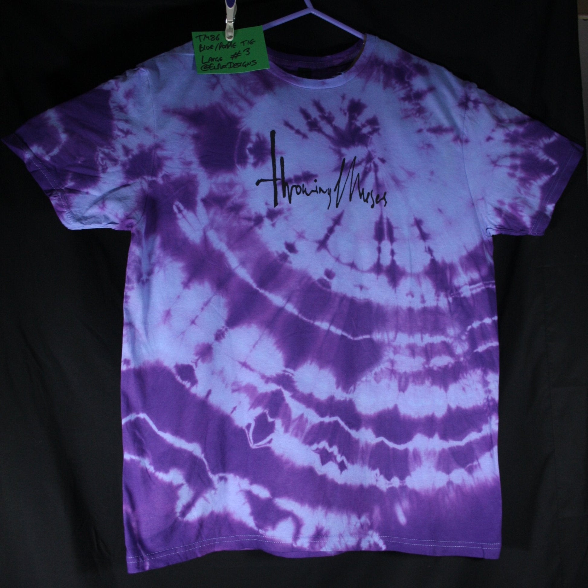 Throwing Muses 1986 logo - ONE OFF Blue/Purple Tie-Dye Large (#3) ***MISPRINT*** - ElRatDesigns - T Shirt