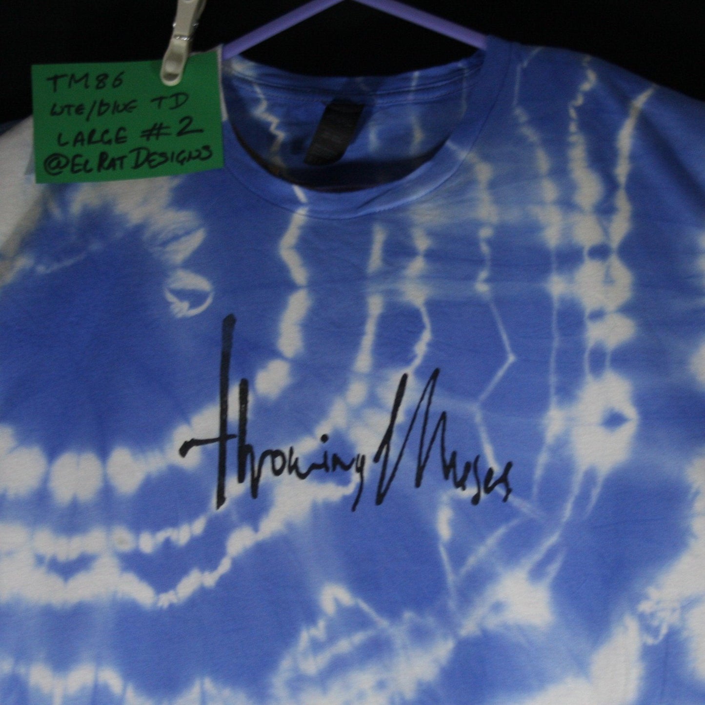 Throwing Muses 1986 logo - ONE OFF White/Blue Tie-Dye Large (#2) ***MISPRINT*** - ElRatDesigns - T Shirt