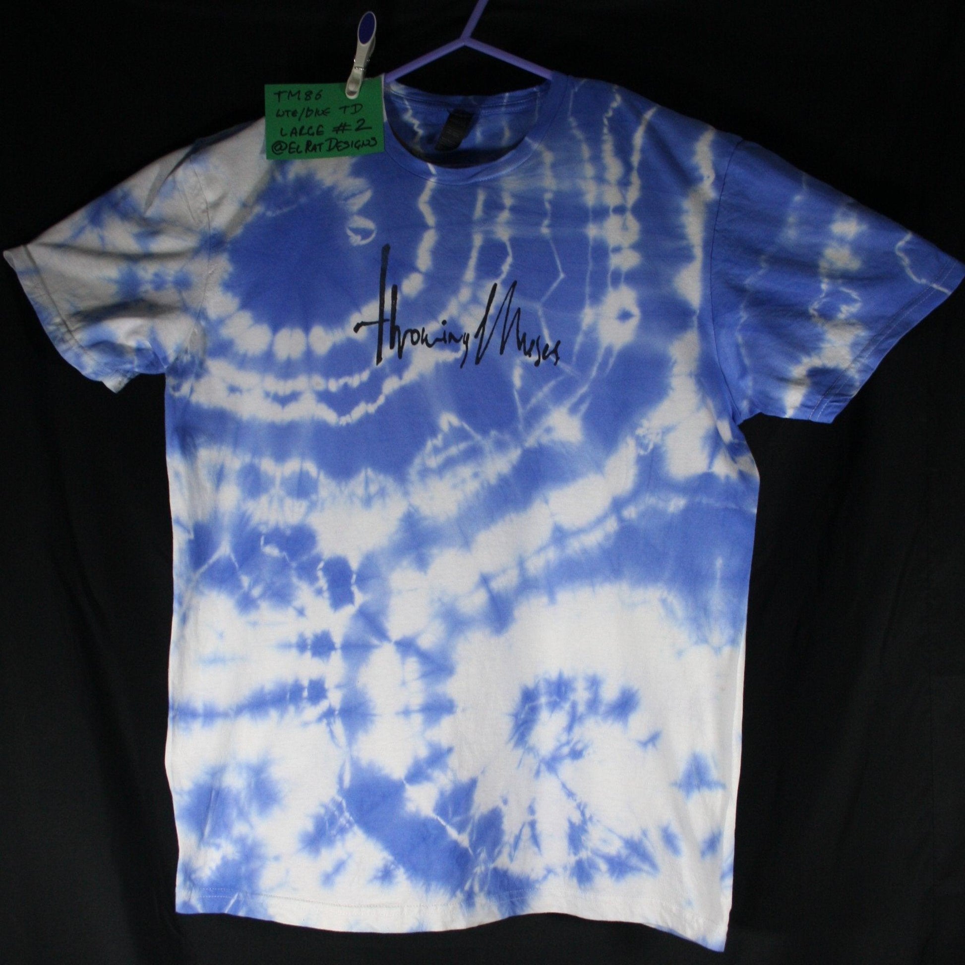 Throwing Muses 1986 logo - ONE OFF White/Blue Tie-Dye Large (#2) ***MISPRINT*** - ElRatDesigns - T Shirt