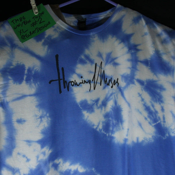 Throwing Muses 1986 logo - ONE OFF White/Blue Tie-Dye XLarge (#2) ***MISPRINT*** - ElRatDesigns - T Shirt