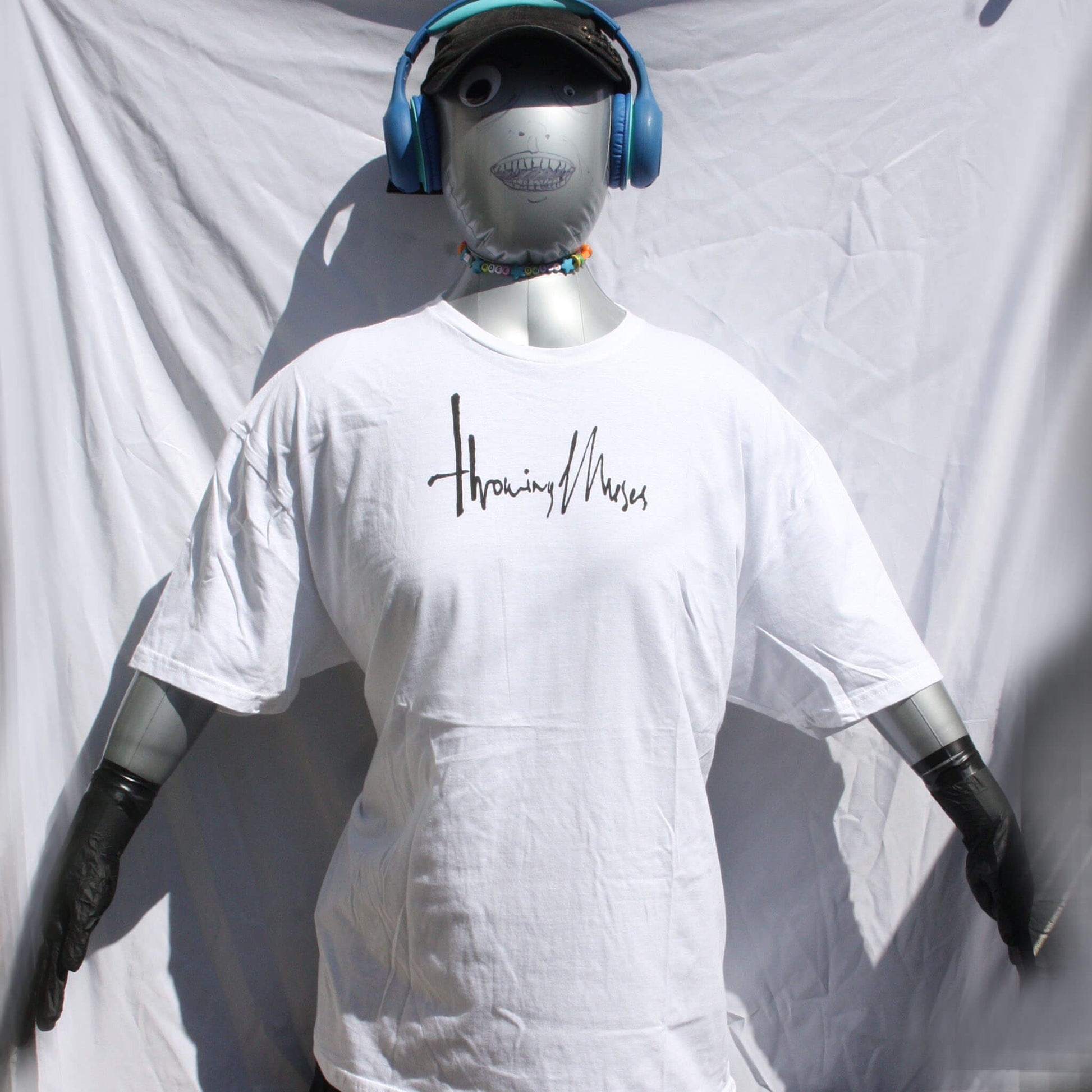 Throwing Muses 1986 logo - Screen printed T-Shirt   in white with black water based ink from ElRatDesigns 