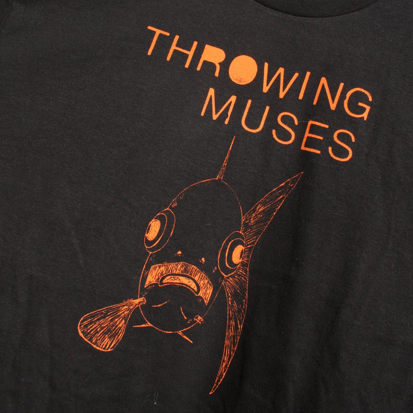 Throwing Muses 'Bywater' fish tee - Black T-Shirt with Orange print - ElRat/Hersh - ElRatDesigns - T Shirt