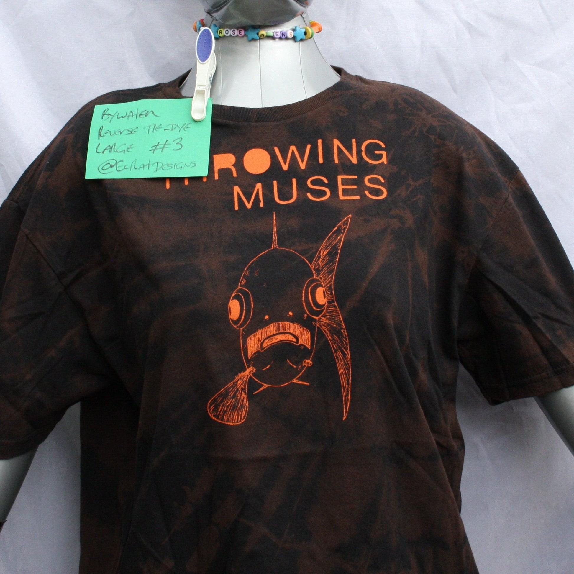 Throwing Muses 'Bywater' fish tee - Large ONE OFF Reverse Tie - Dye (#3) ***MISPRINT*** - ElRatDesigns - T Shirt