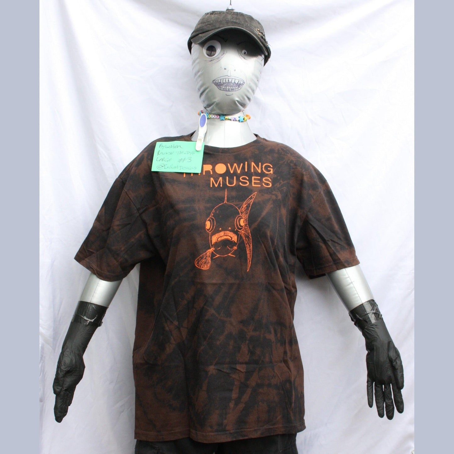 Throwing Muses 'Bywater' fish tee - Large ONE OFF Reverse Tie - Dye (#3) ***MISPRINT*** - ElRatDesigns - T Shirt