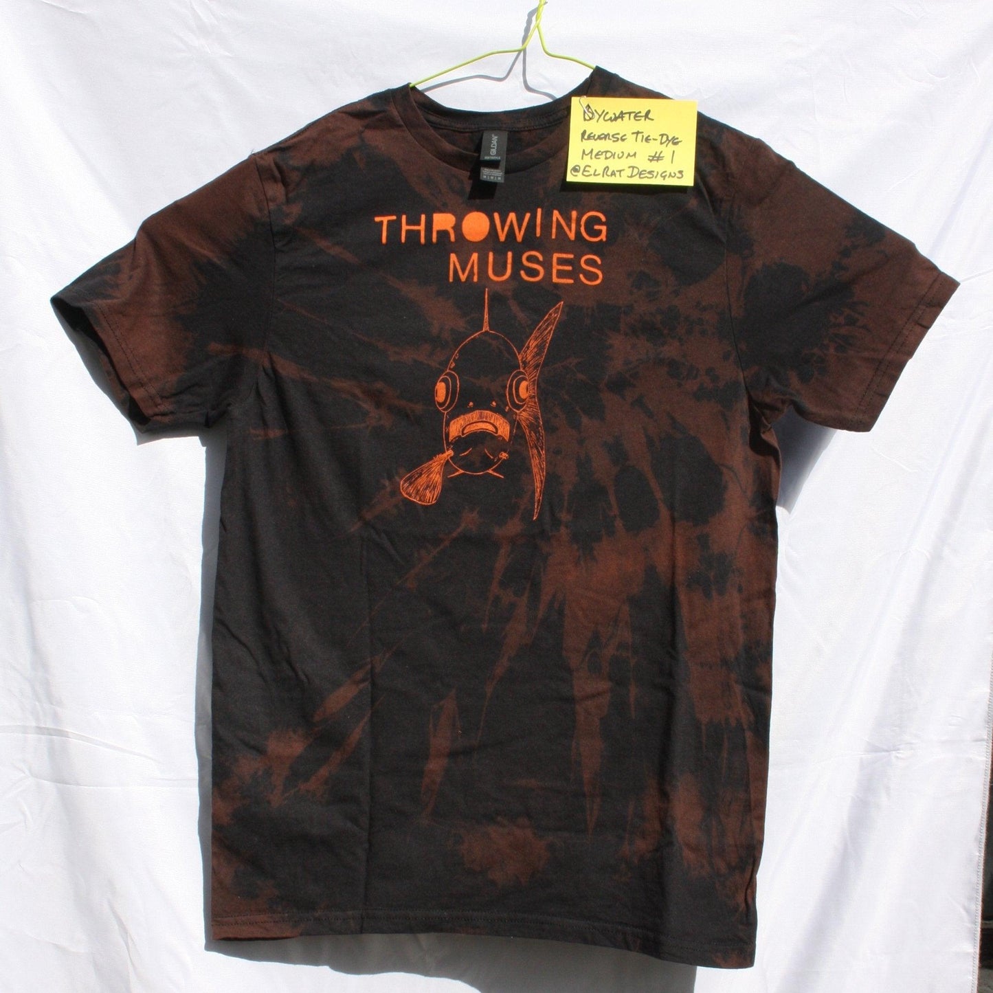 Throwing Muses 'Bywater' fish tee - Medium ONE OFF Reverse Tie-Dye (#1) ***MISPRINT*** - ElRatDesigns - T Shirt