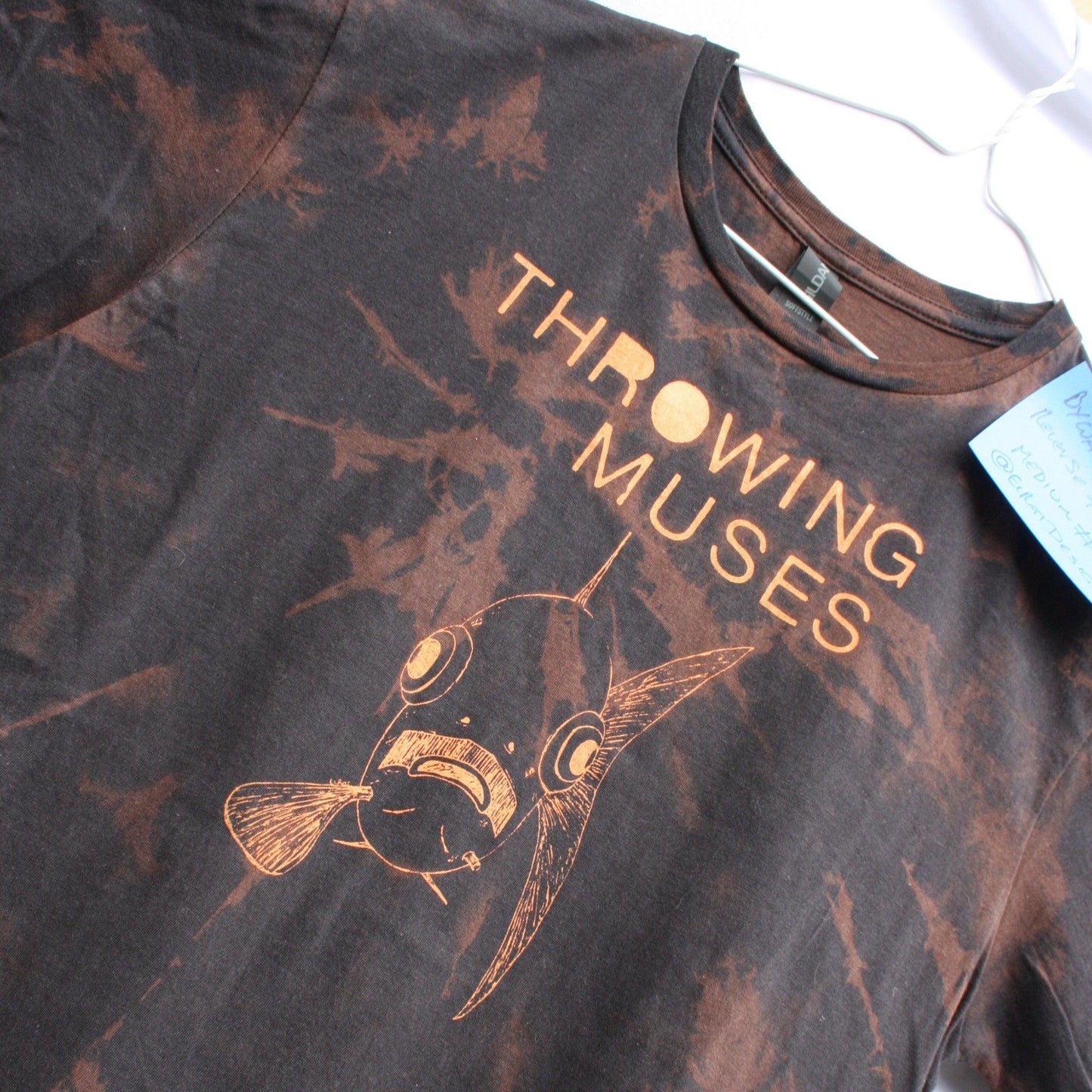 Throwing Muses 'Bywater' fish tee - Medium ONE OFF Reverse Tie - Dye (#4) ***MISPRINT*** - ElRatDesigns - T Shirt