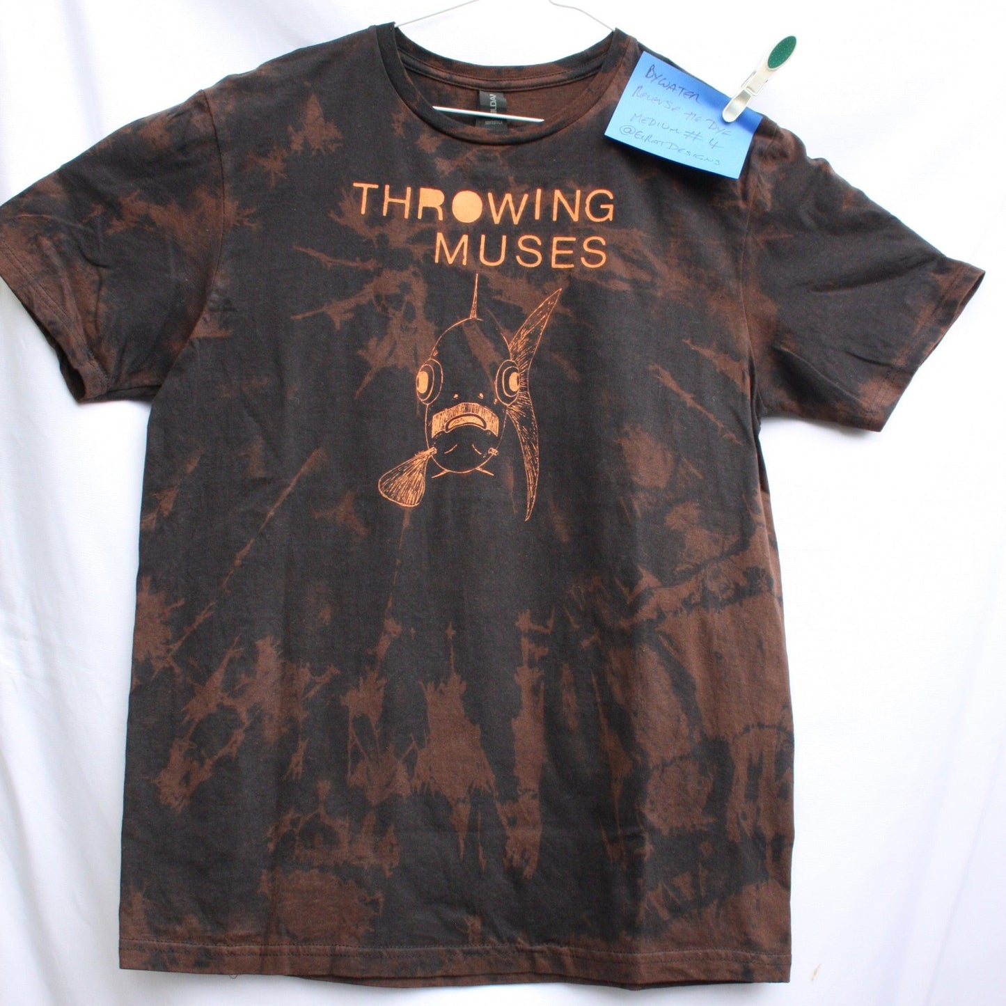 Throwing Muses 'Bywater' fish tee - Medium ONE OFF Reverse Tie - Dye (#4) ***MISPRINT*** - ElRatDesigns - T Shirt